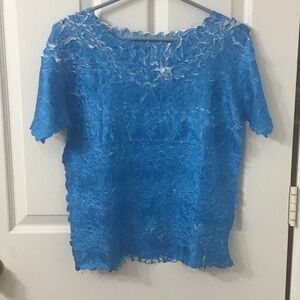 Origami Stretch Vibrant Turquoise One Size Lightweight No Iron Top NWOT.